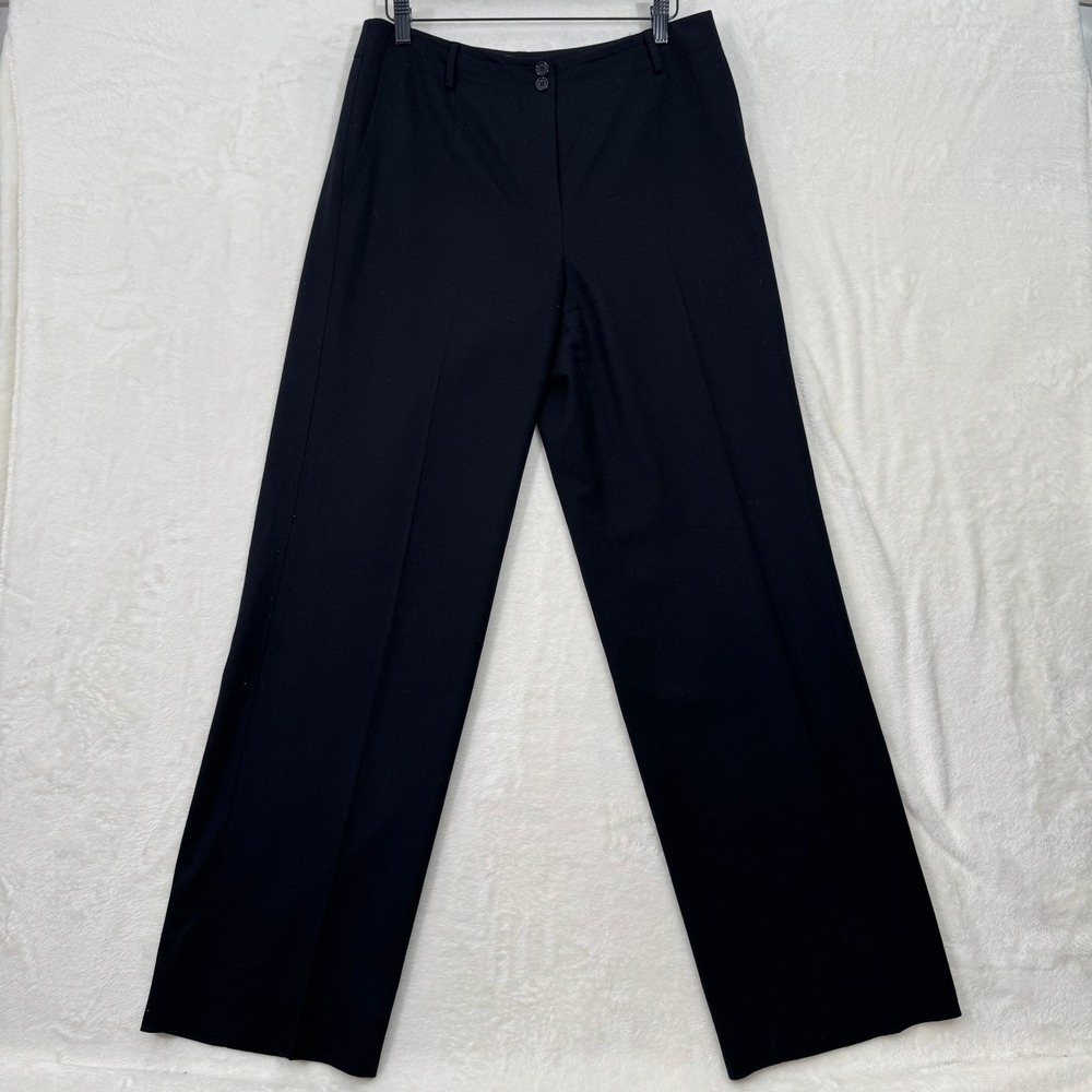 Talbots Pants Womens 8 Black Stretch Fabric Made in Italy Wool Straight Slacks